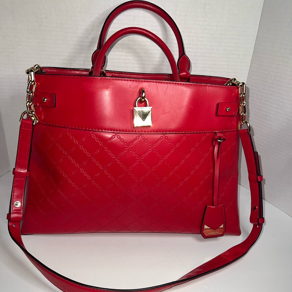 Michael Kors Embossed Monagram Shoulder Bag